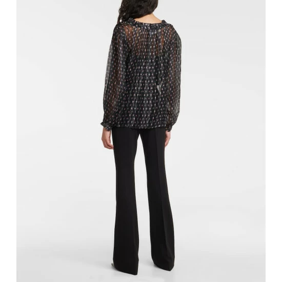 Velvet Semi-sheer Cotton-blend Blouse 4 Velvet Semi-sheer Cotton-blend Blouse - Image 2