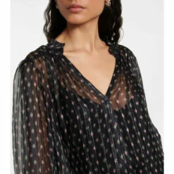 Velvet Semi-sheer Cotton-blend Blouse 8 Velvet Semi-sheer Cotton-blend Blouse -Gabriela Hearst Sales unnamed file 393