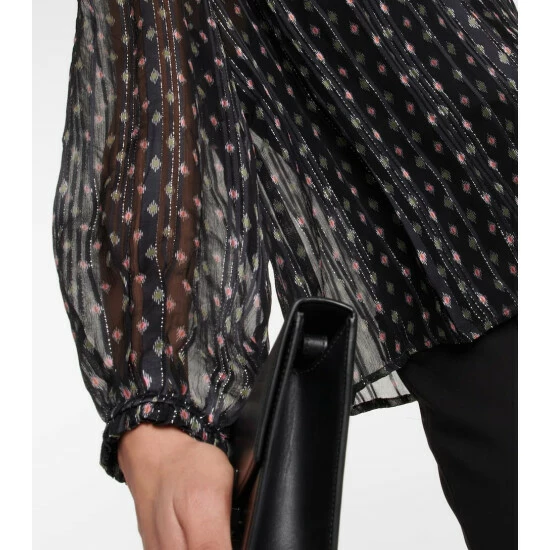 Velvet Semi-sheer Cotton-blend Blouse 6 Velvet Semi-sheer Cotton-blend Blouse - Image 4