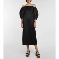 Gabriela Hearst Majano Off-shoulder Midi Dress