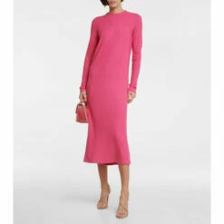 Velvet Ember Ribbed-knit Midi Dress