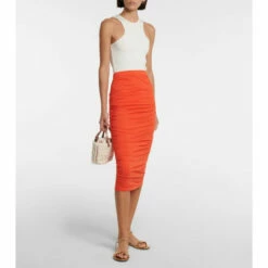 Velvet Lisa Ruched Jersey Midi Skirt