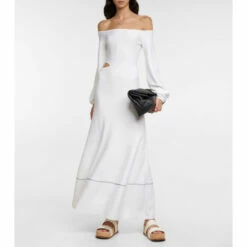 Gabriela Hearst Oskar Off-shoulder Midi Dress
