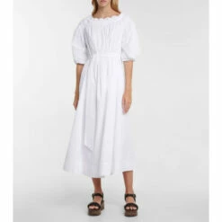 Gabriela Hearst Galetta Off-shoulder Cotton Midi Dress