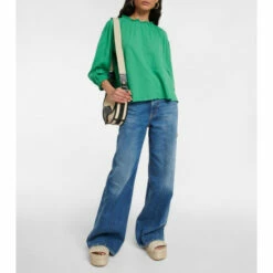 Velvet Ruffled Cotton Top